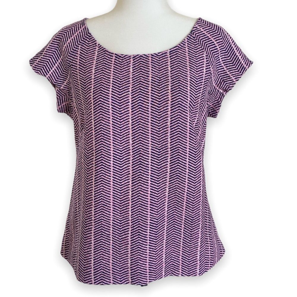 𝅺Southern Tide Nicole Abstract Top Blue Night Zip Back Women’s Size 10